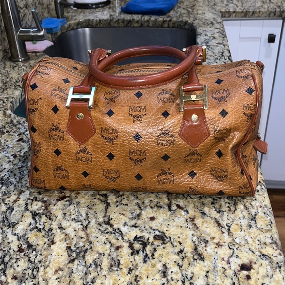 EUC Authentic MCM Boston Visetos Monogram Duffle Handbag - Picture 2 of 7